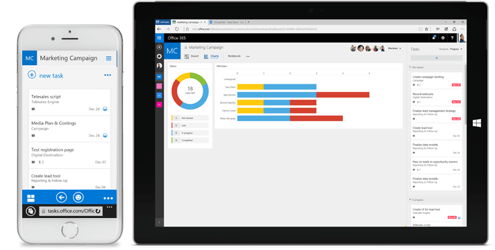 Microsoft Planner Screenshot Cloud Project Management Tool on Mobile and Surface