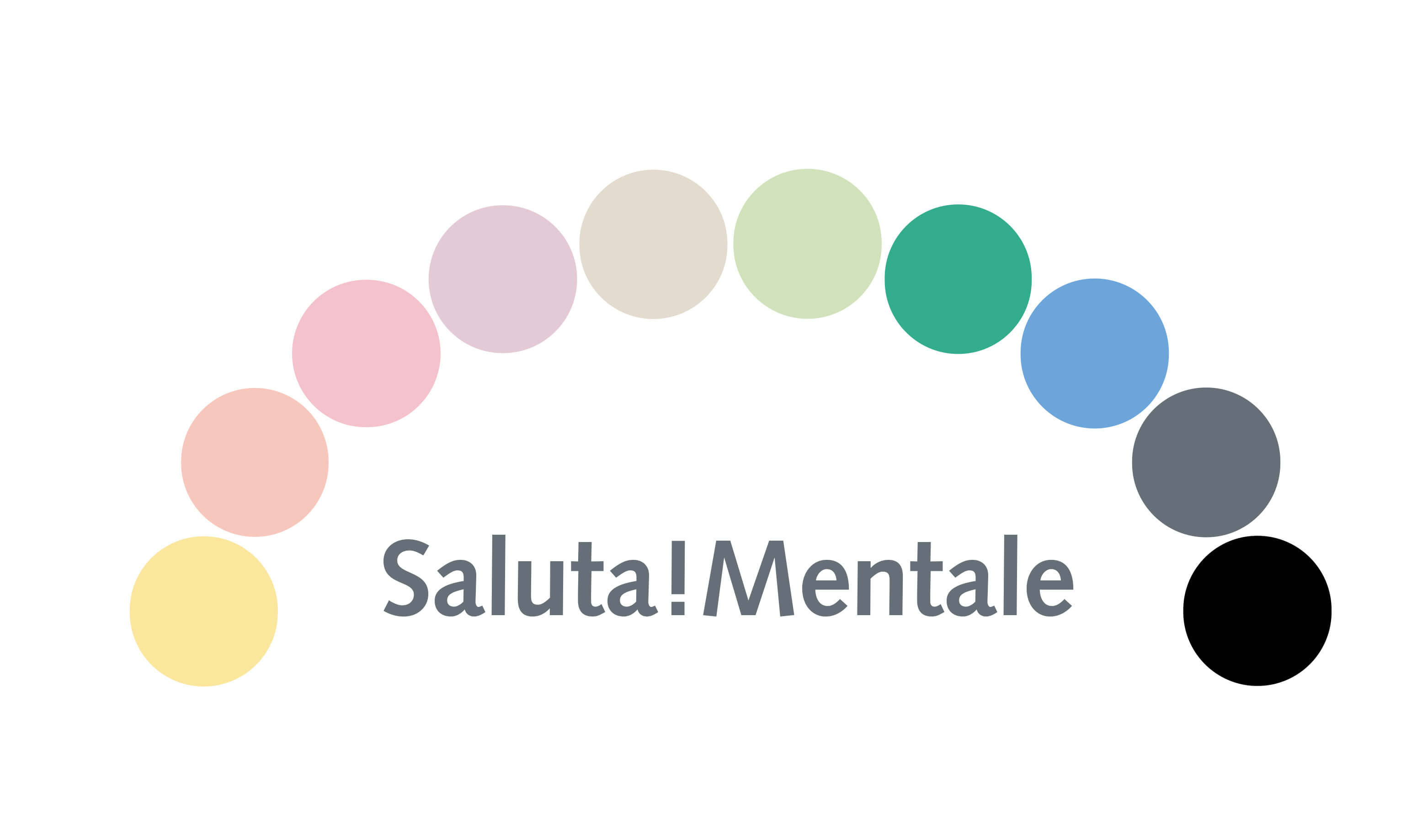 Bunte Kreise in einem Halbkreis über dem Text Saluta! Mentale.