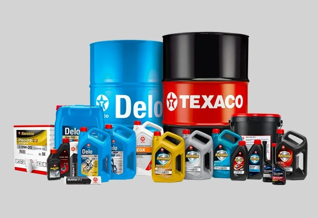 Texaco smeermiddelengamma met Delo, Havoline en Techron voor auto en industrie