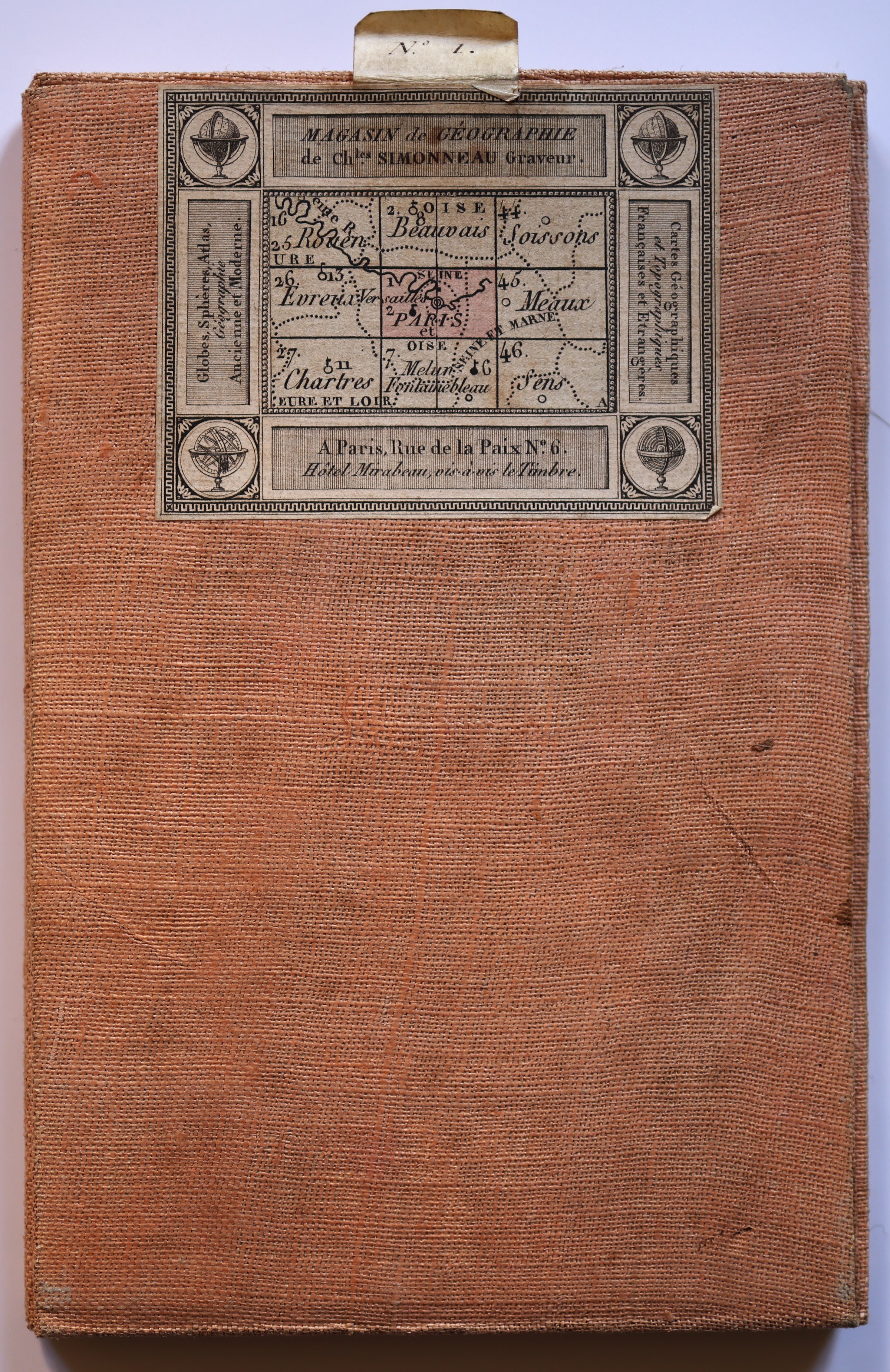 Sheet no. 1 folded in its red leather case