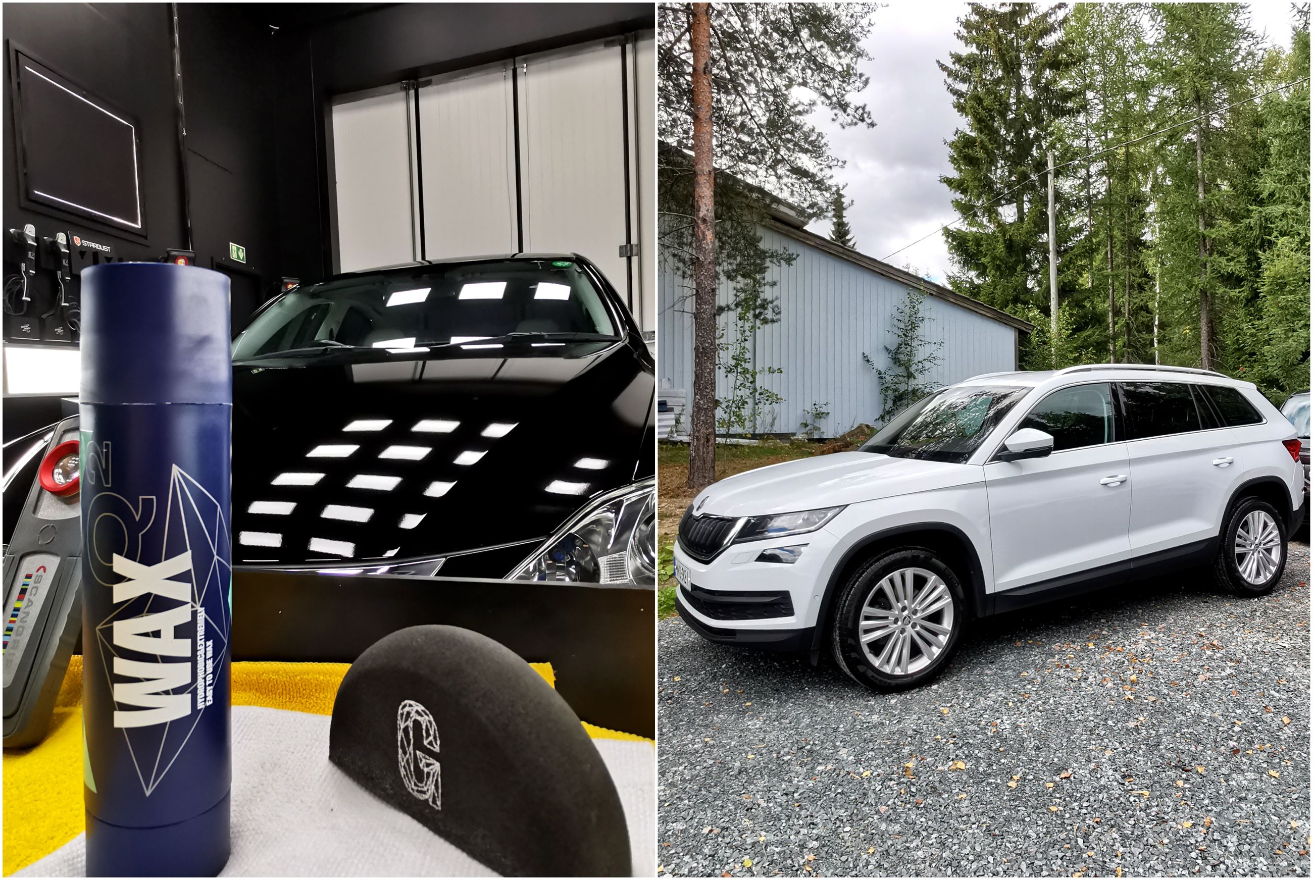 Kiiltävät autot vahauksen jälkeen