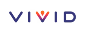 Vivid logo with stylized letters in blue, purple, and red