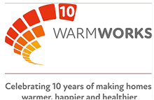 Warmworks logo celebrating 10 years of making warmer, happier homes
