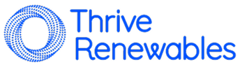 Blue Thrive Renewables logo with circular dotted pattern