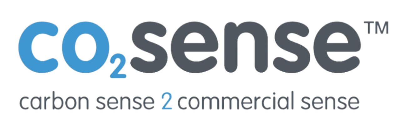 CO2sense logo with tagline about carbon and commercial sense