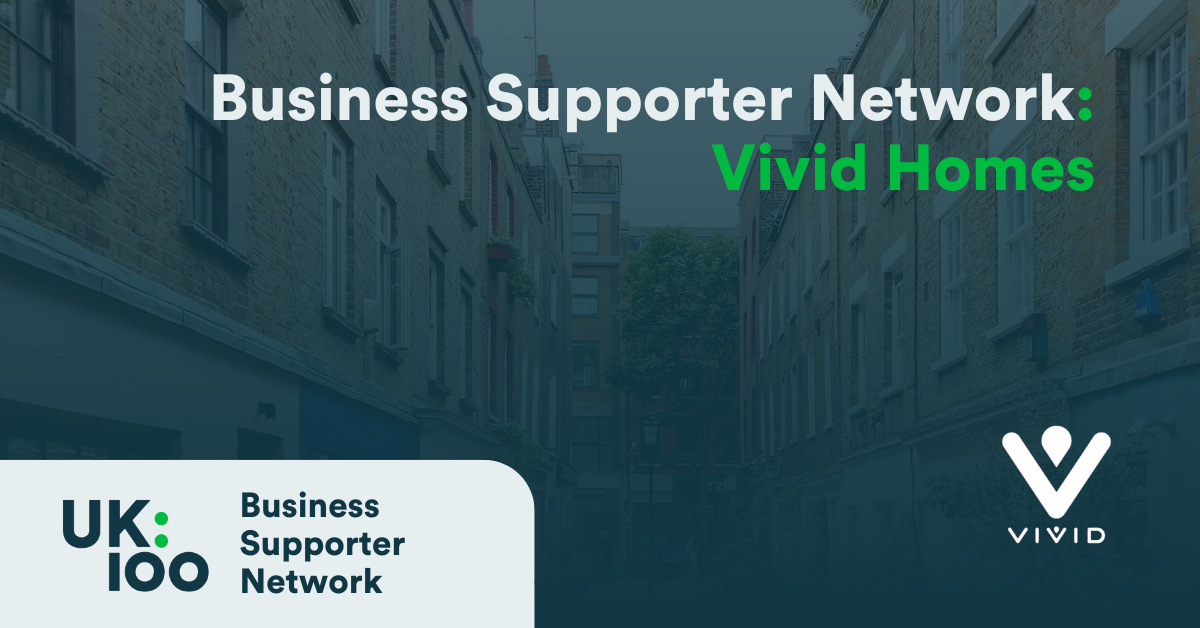Business Supporter Network poster with Vivid Homes and UK100 logos