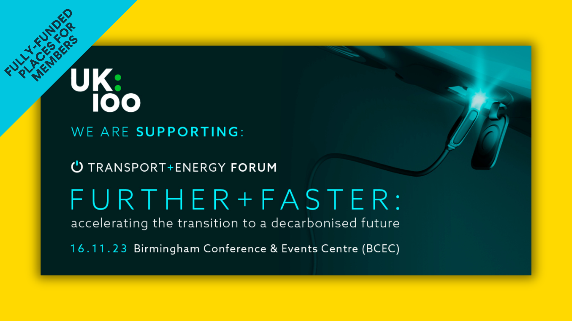 UK100 Transport and Energy Forum poster for decarbonisation event in Birmingham