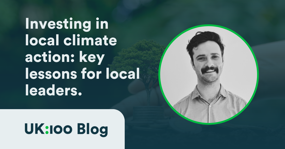 Blog post about local climate action with smiling person in green-bordered photo