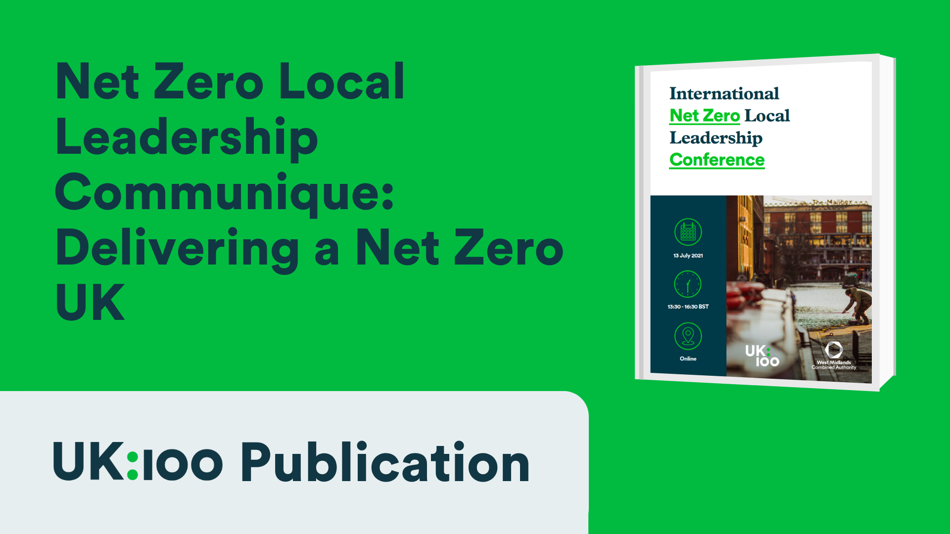 UK100 publication for Net Zero Local Leadership Conference poster