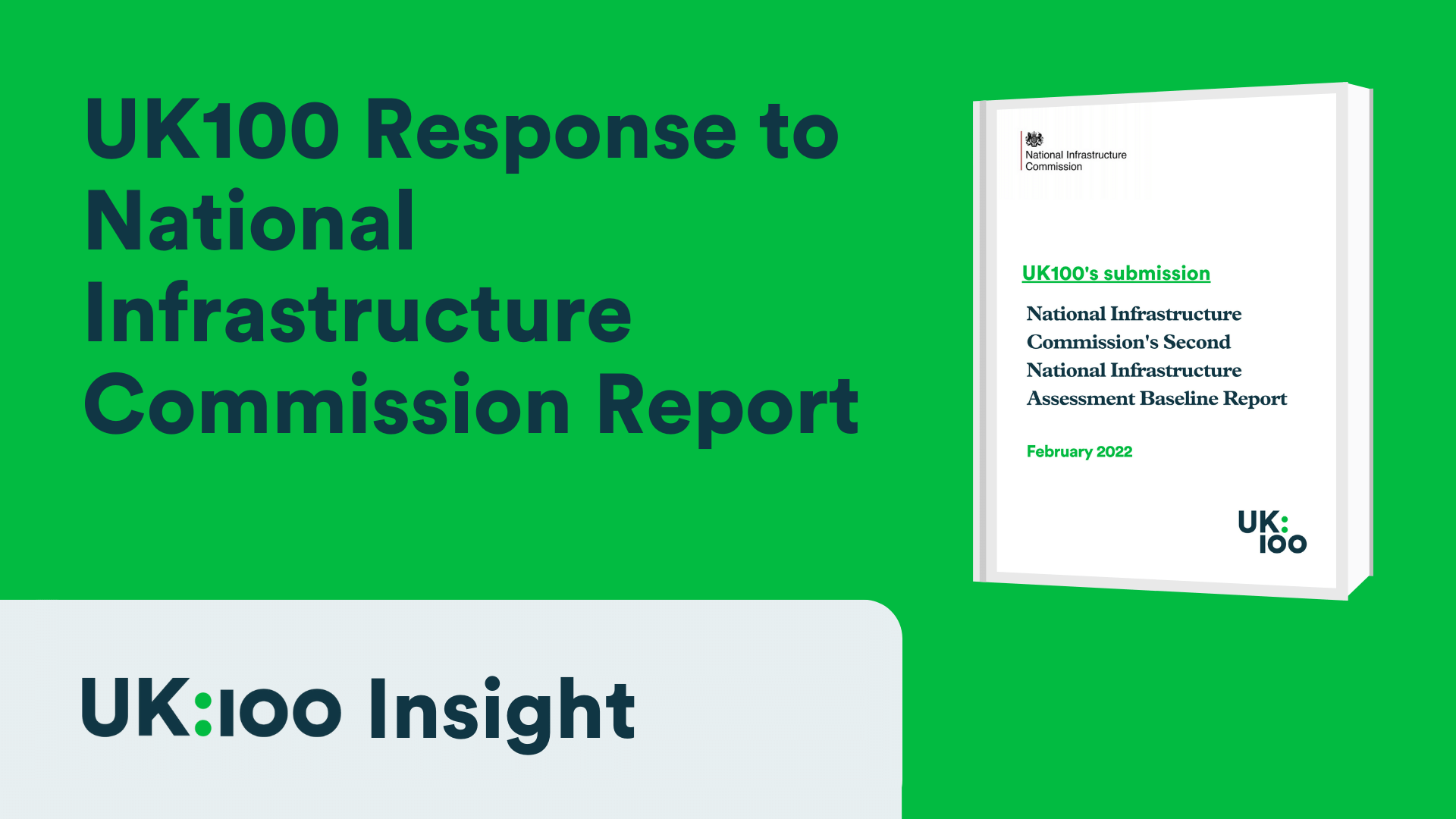 UK100 National Infrastructure Commission Report on green background