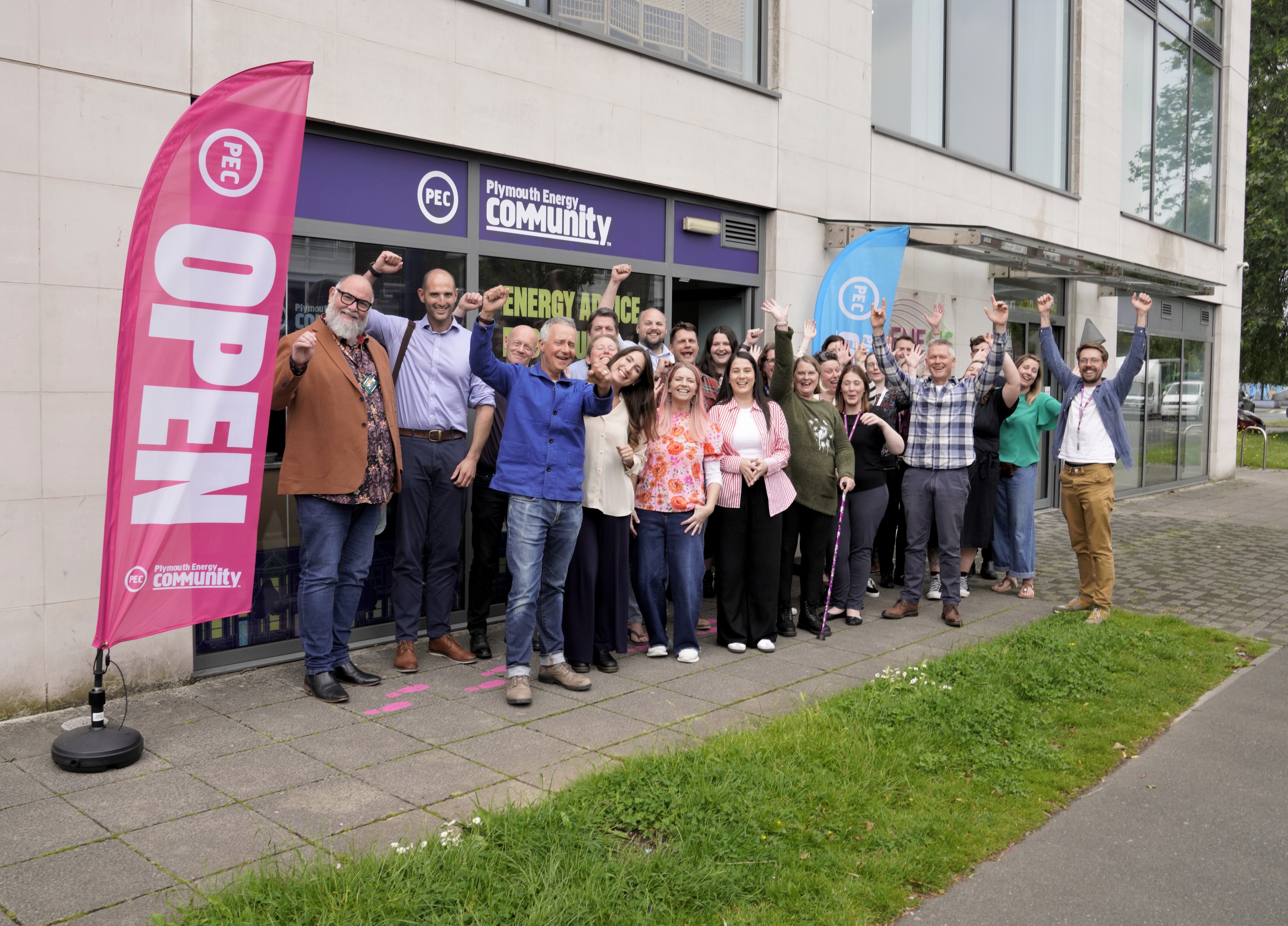 Plymouth Energy Community celebrating outside