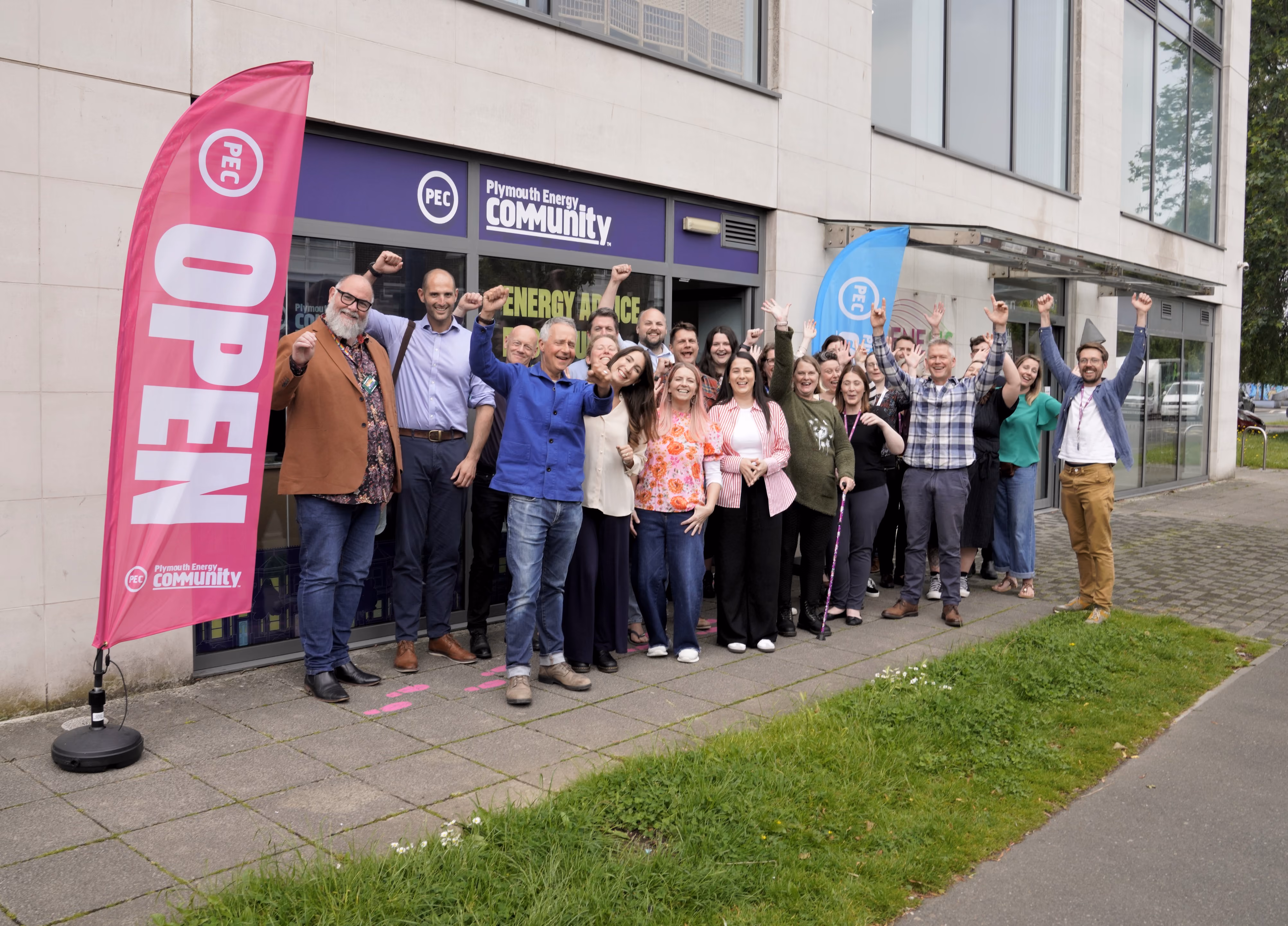 Plymouth Energy Community celebrating outside