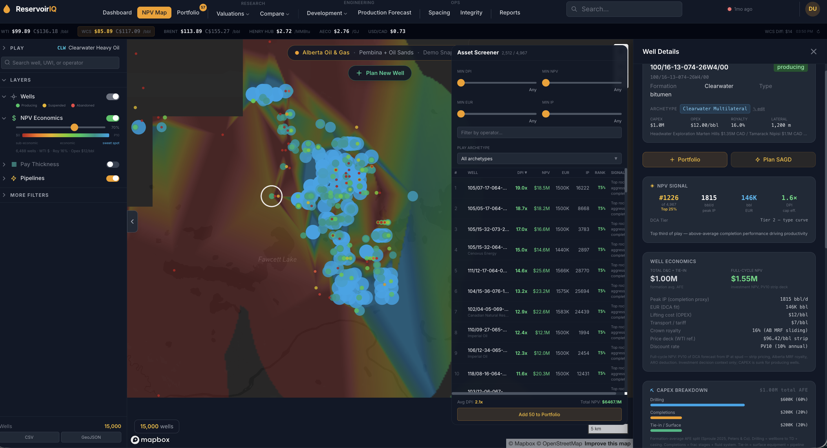 ReservoirIQ hub-specific pricing waterfall