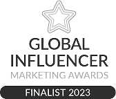 Global Influencer Marketing Awards Finalist 2023 badge with a star icon above the text.