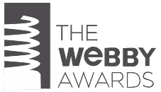 Black and white logo with a stylized spring and the text 'Webby Awards' next to it.