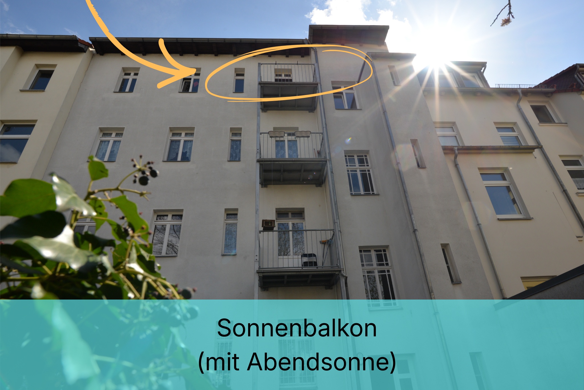 Sonnenbalkon mit Abendsonne