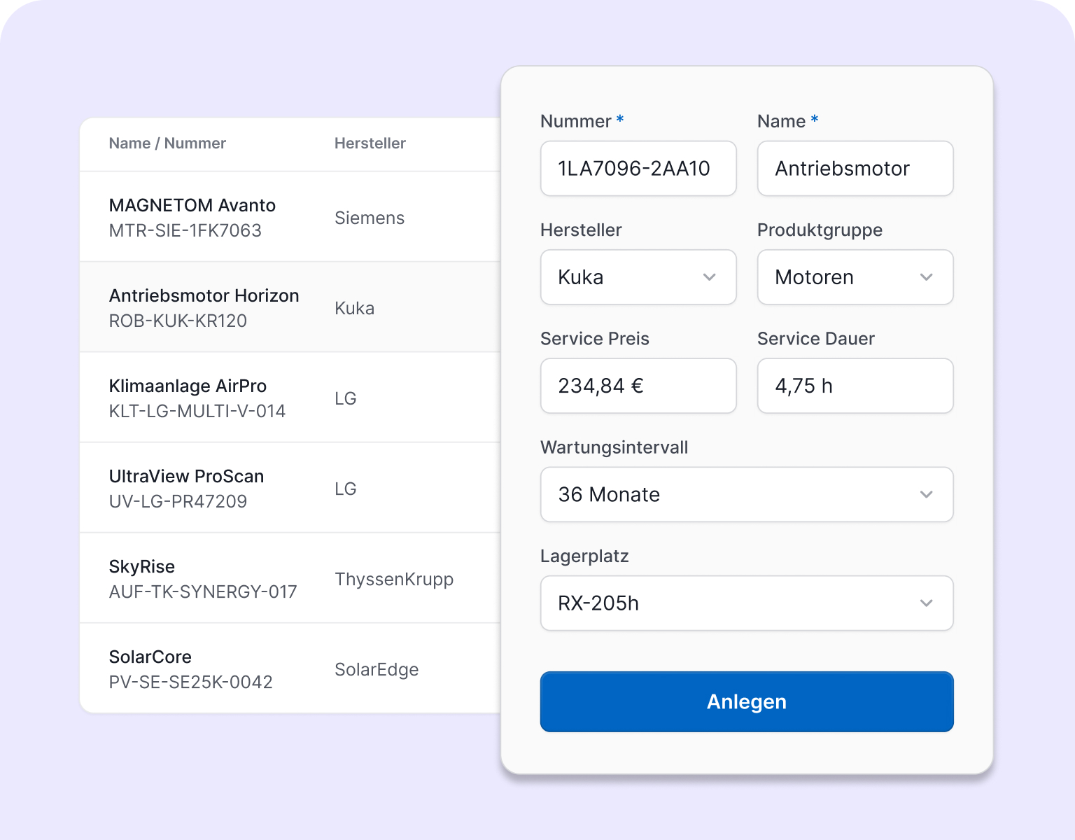 Ersatzteile und Lagerhaltung