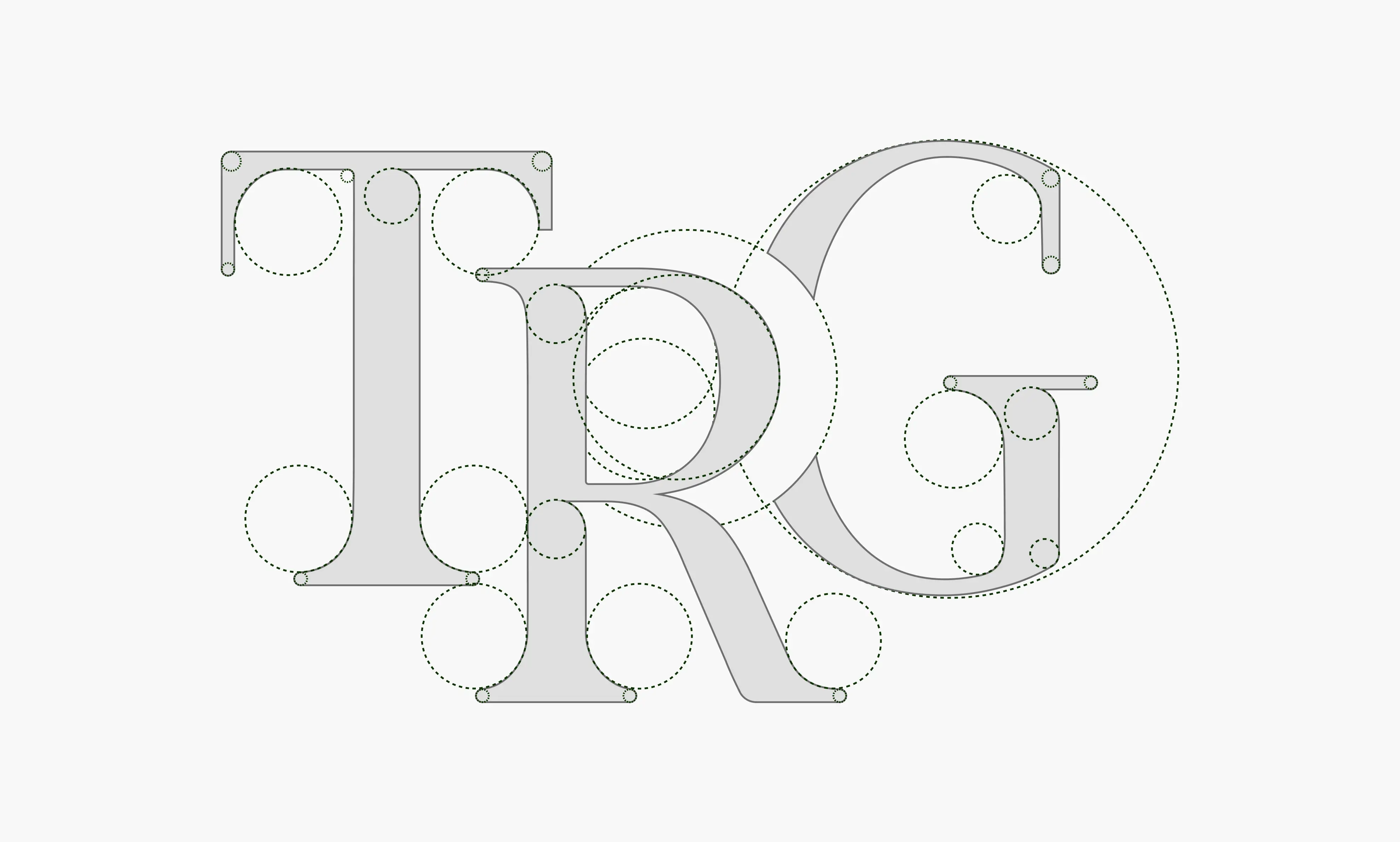 Custom TRG monogram vector geometry illustrating legal brand typography rules and premium corporate design standards for Panama enterprise firms.