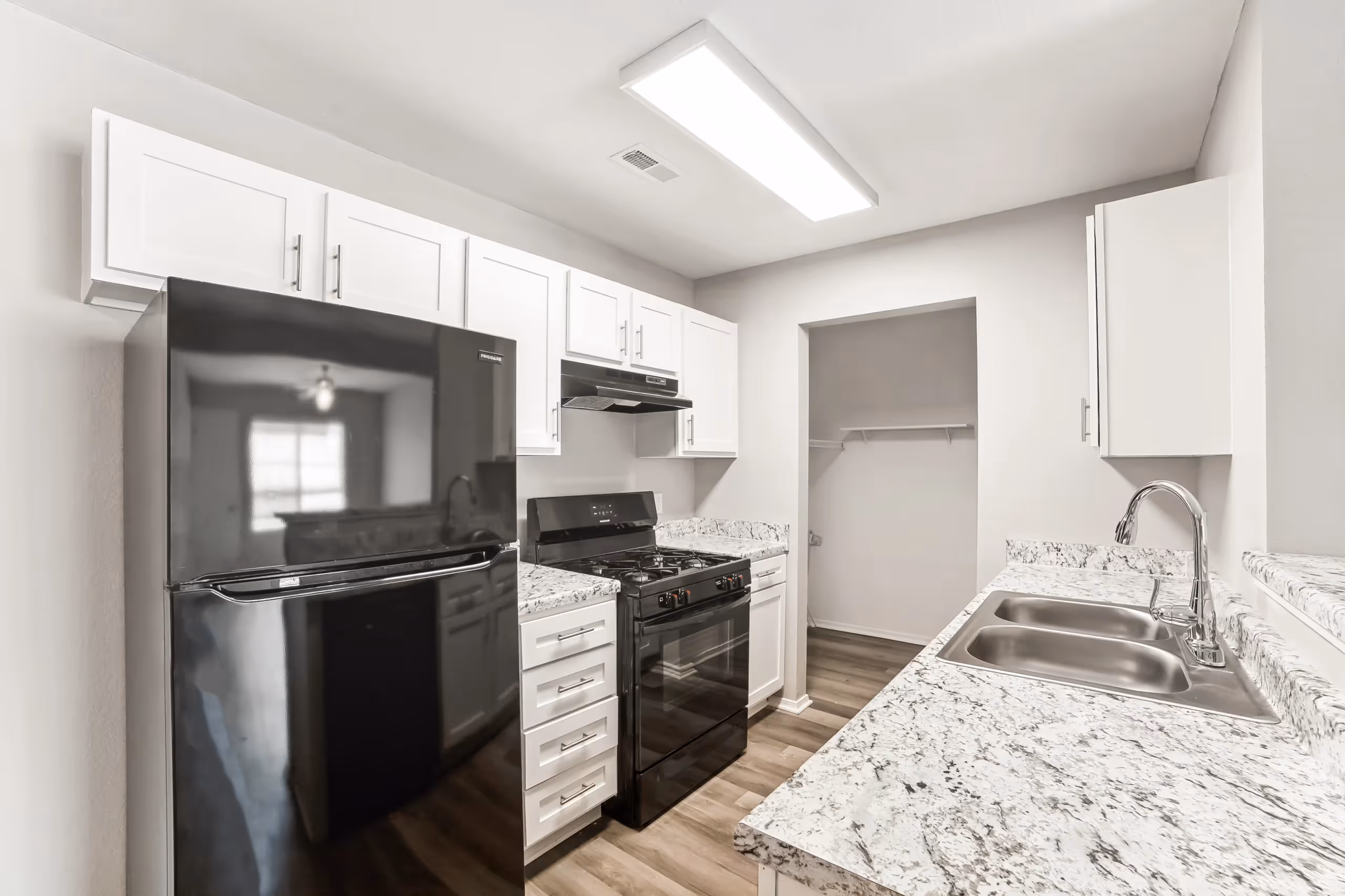 kitchen with black appliances