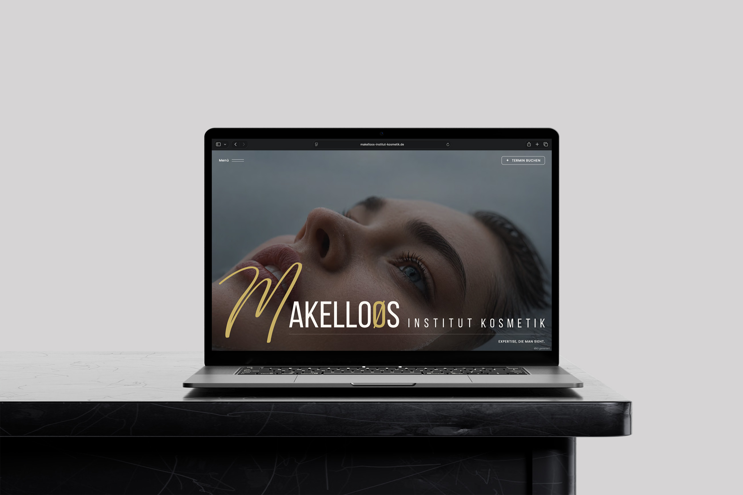 Website von Makelloos Institut Kosmetik auf einem Laptop als Mockup