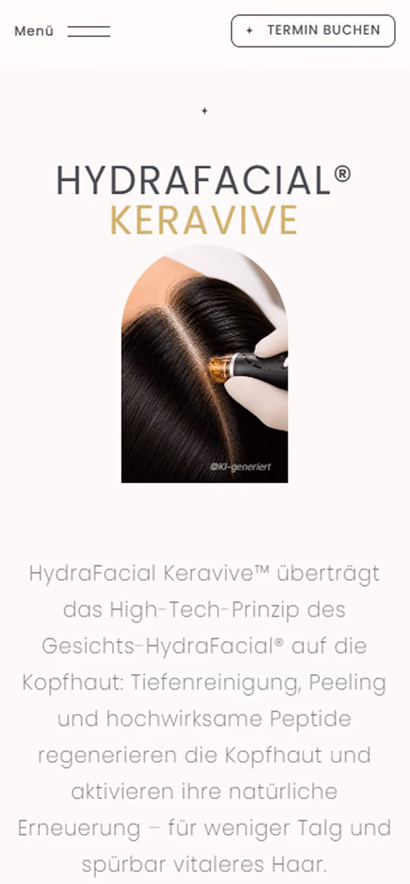 Mobile Ansicht der Website von Makelloos Institut Kosmetik