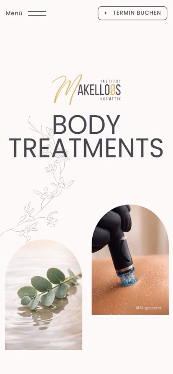 Mobile Ansicht der Website von Makelloos Institut Kosmetik
