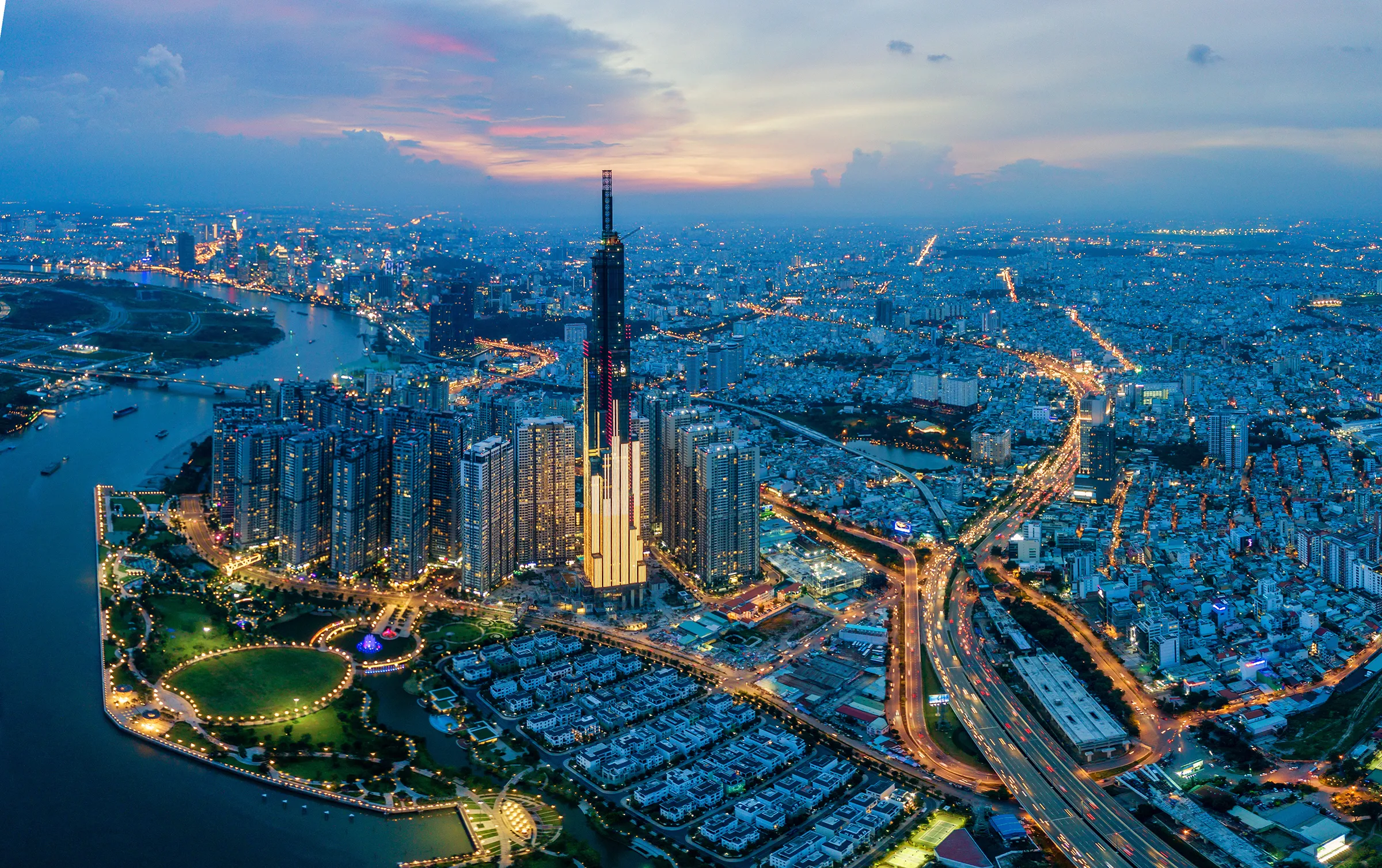 Aerial cityscape of Saigon