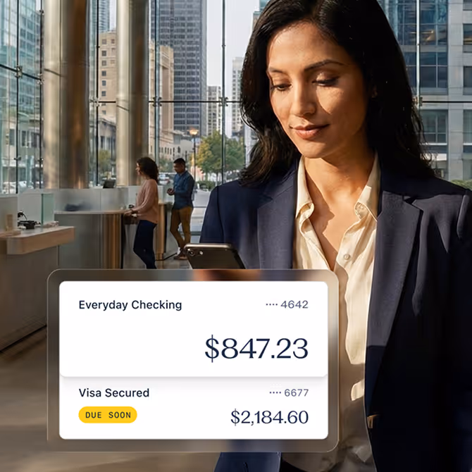 Lady using her phone to check her digital bank account