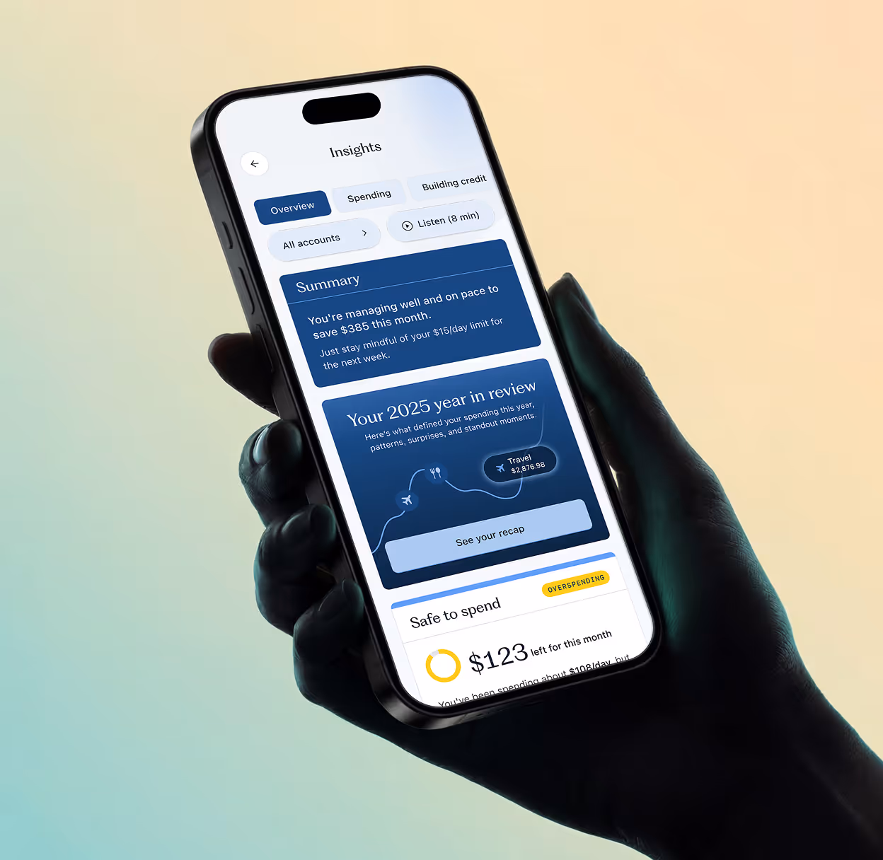 A phone showing Candescent software insights feature highlight
