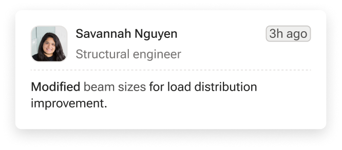 structural engineer, stating she modified beam sizes for load distribution improvement, posted 3 hours ago.