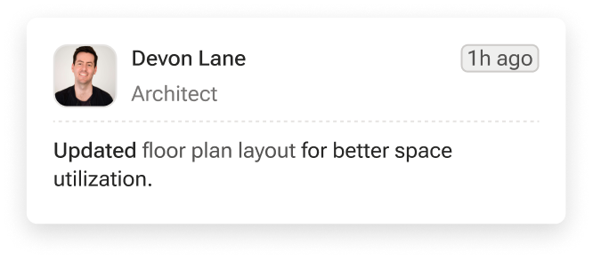 Architect, posted a message 1 hour ago saying updated floor plan layout for better space utilization.