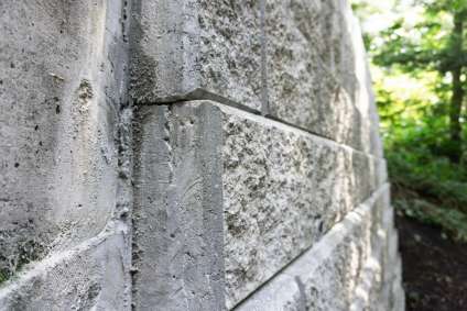 cement retaining wall close up