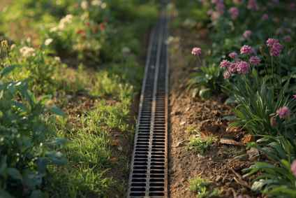 garden with a french drain