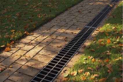 French drain along pathway