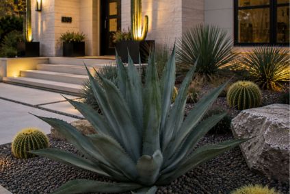 modern desert style landscape front yard