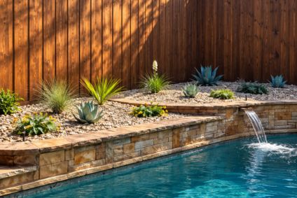 desert style pool adjacent landscape