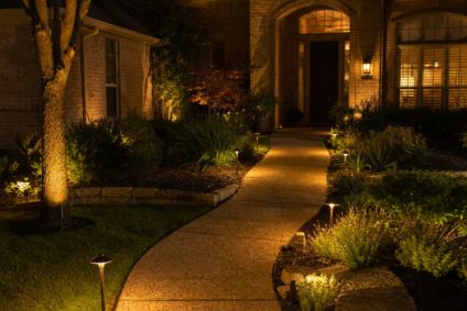 front yard with light landscape