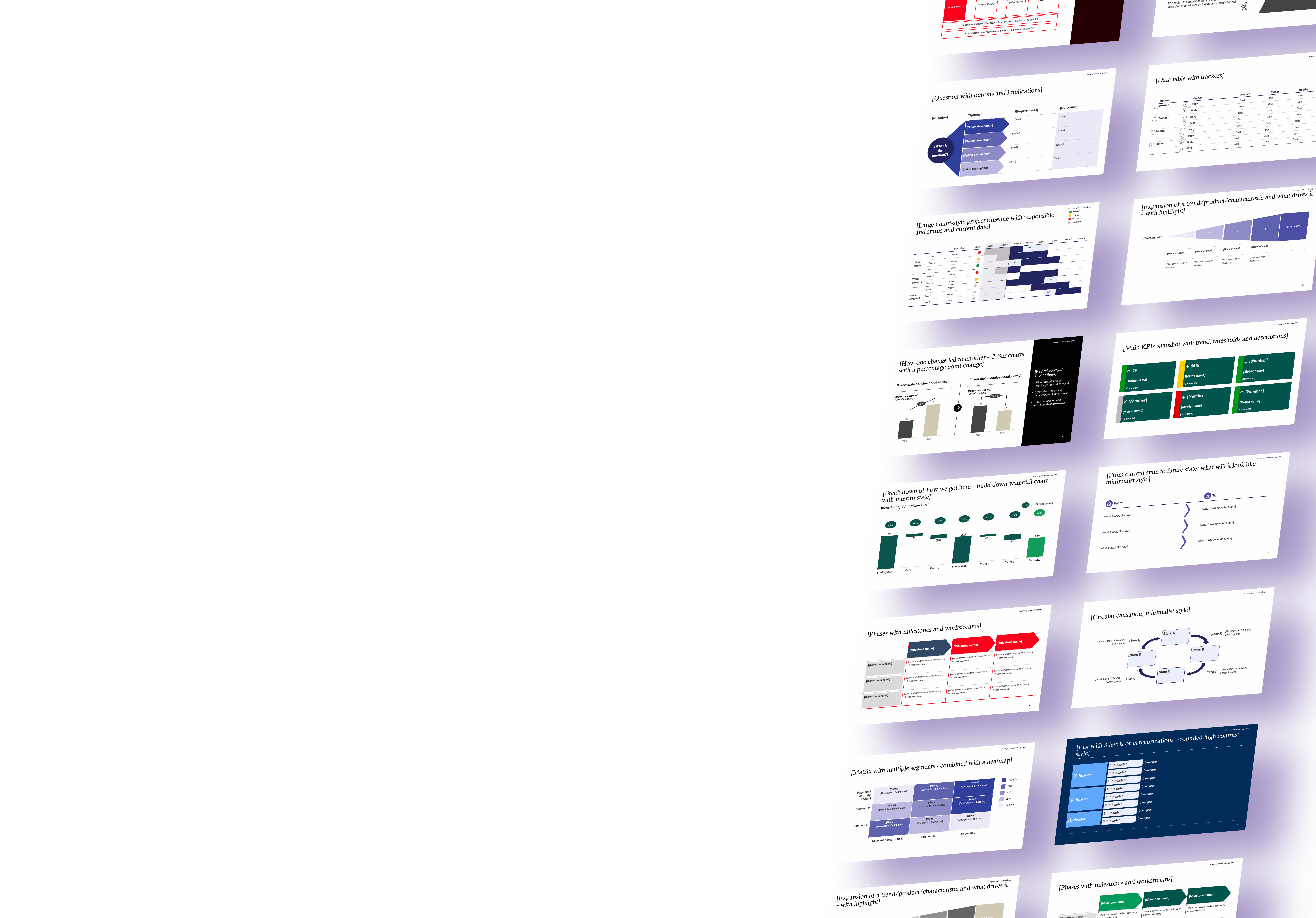 PowerPoint templates floating in a grid