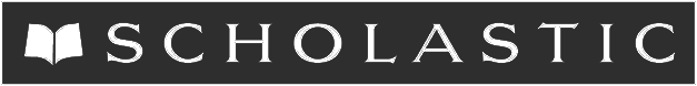 Scholastic logo in black and white with an open book icon.