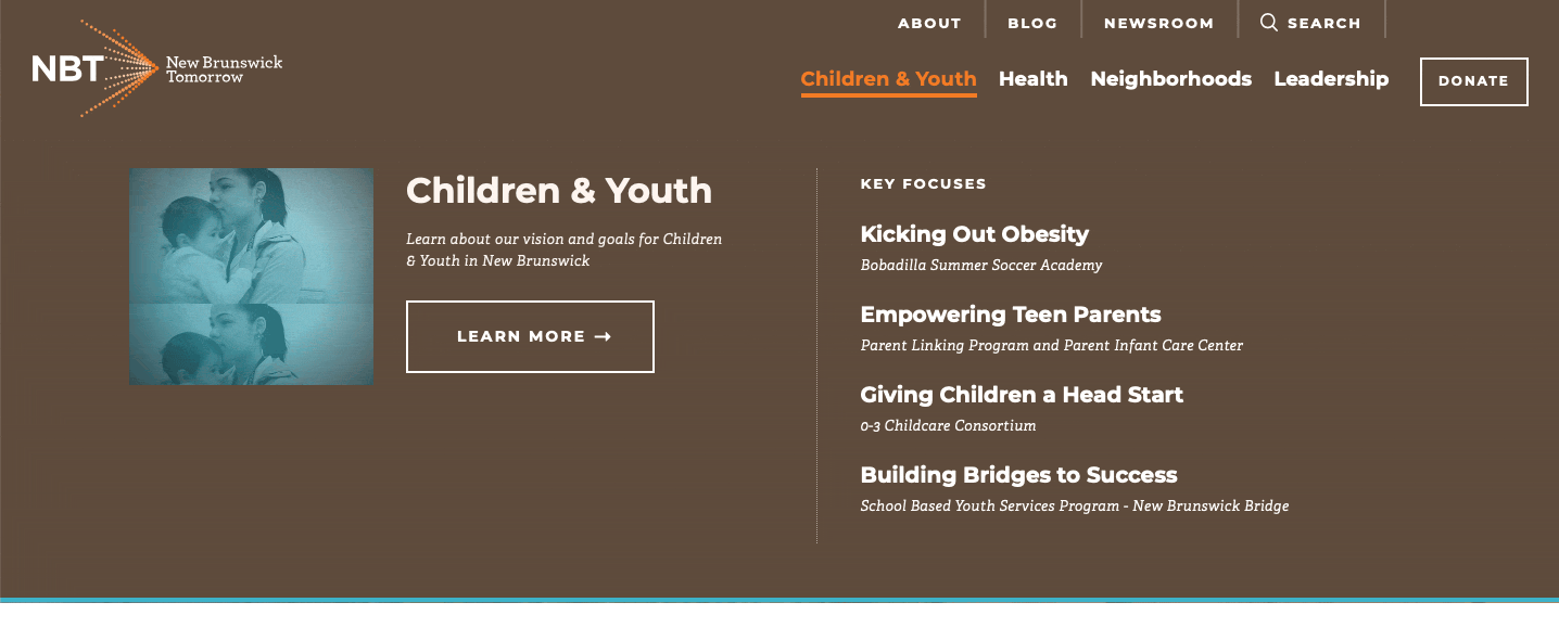 NBT Website animated mega menu