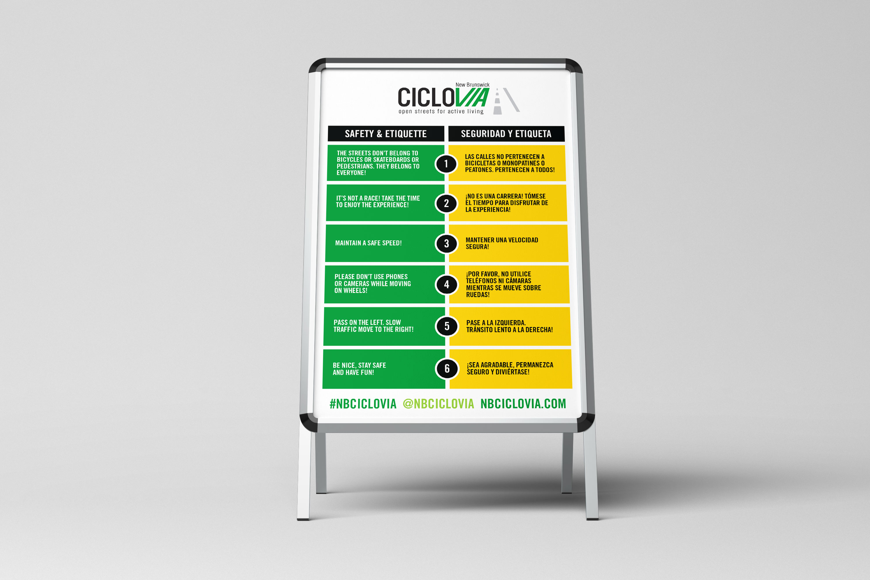 New Brunswick Ciclovia A frame sign