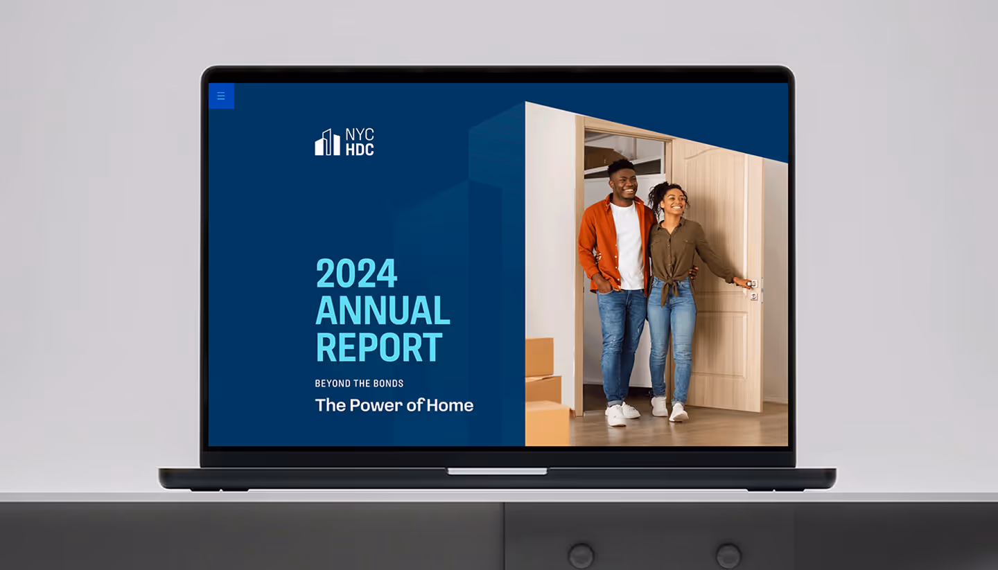NYCHDC 2024 digital annual report shown on a laptop