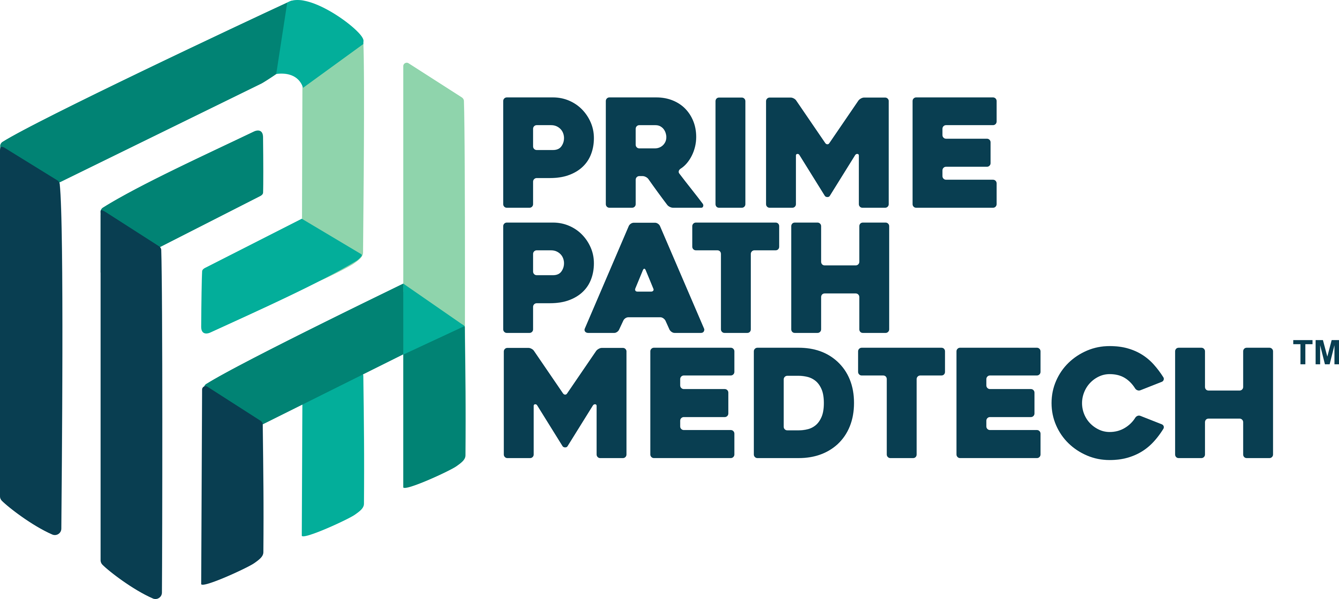 Prime Path Medtech company logo with stylized geometric shapes forming the letters P and M.