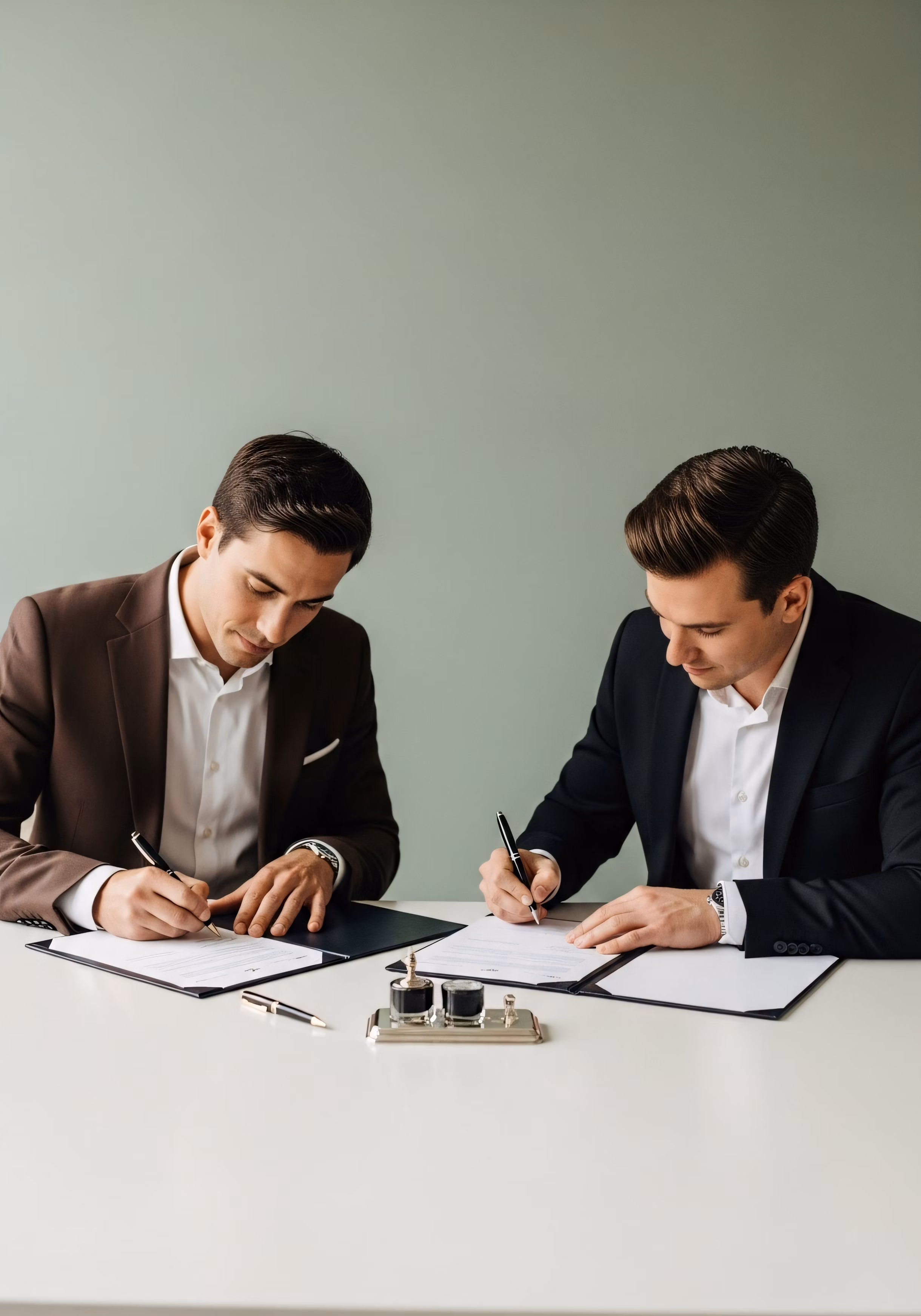 2 men signing some documents