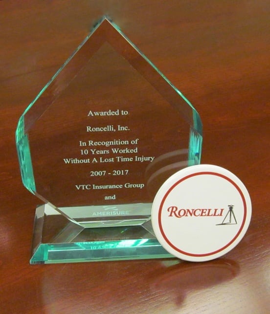 Roncelli Recognized for Outstanding Safety Achievement