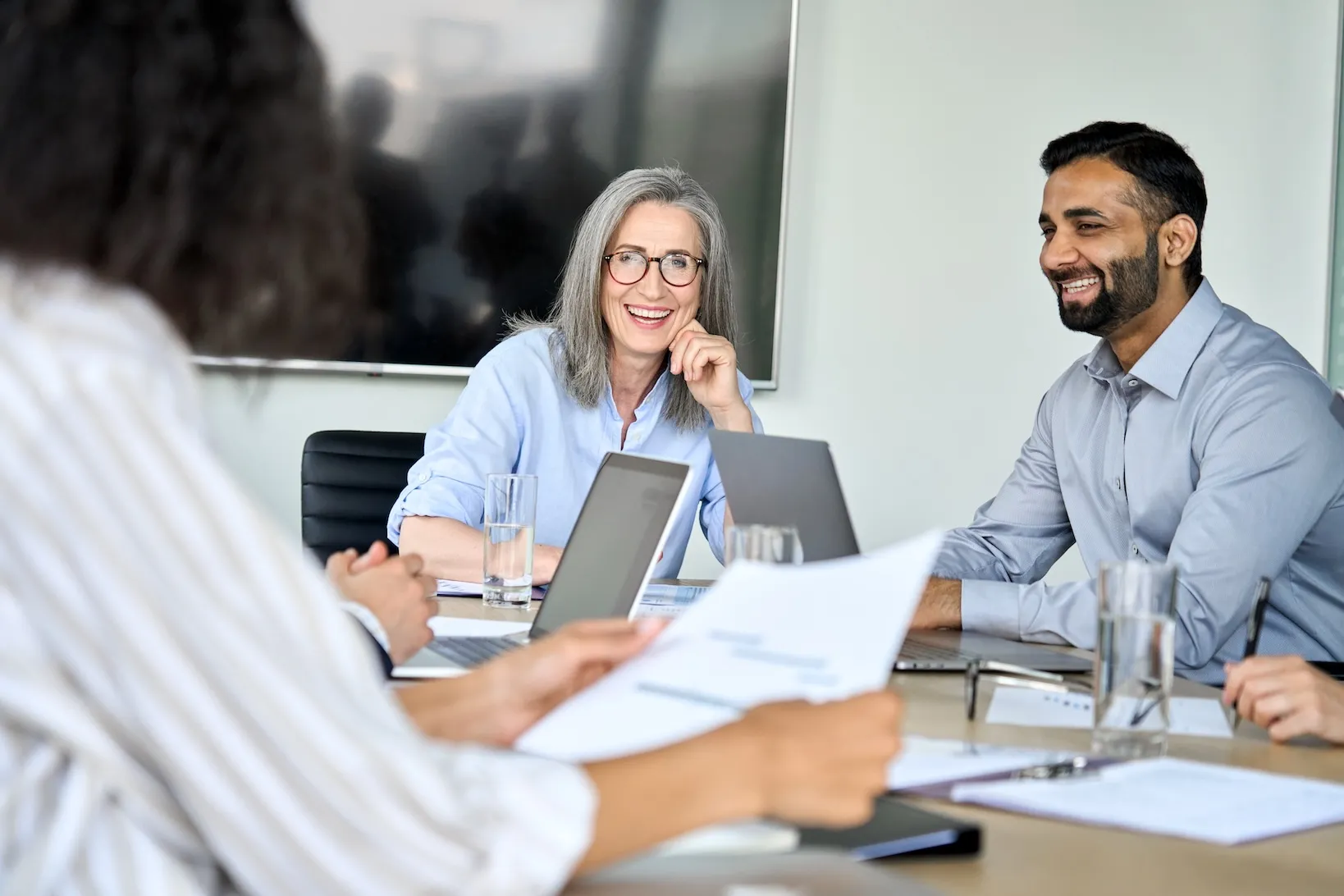happy corporate coworkers