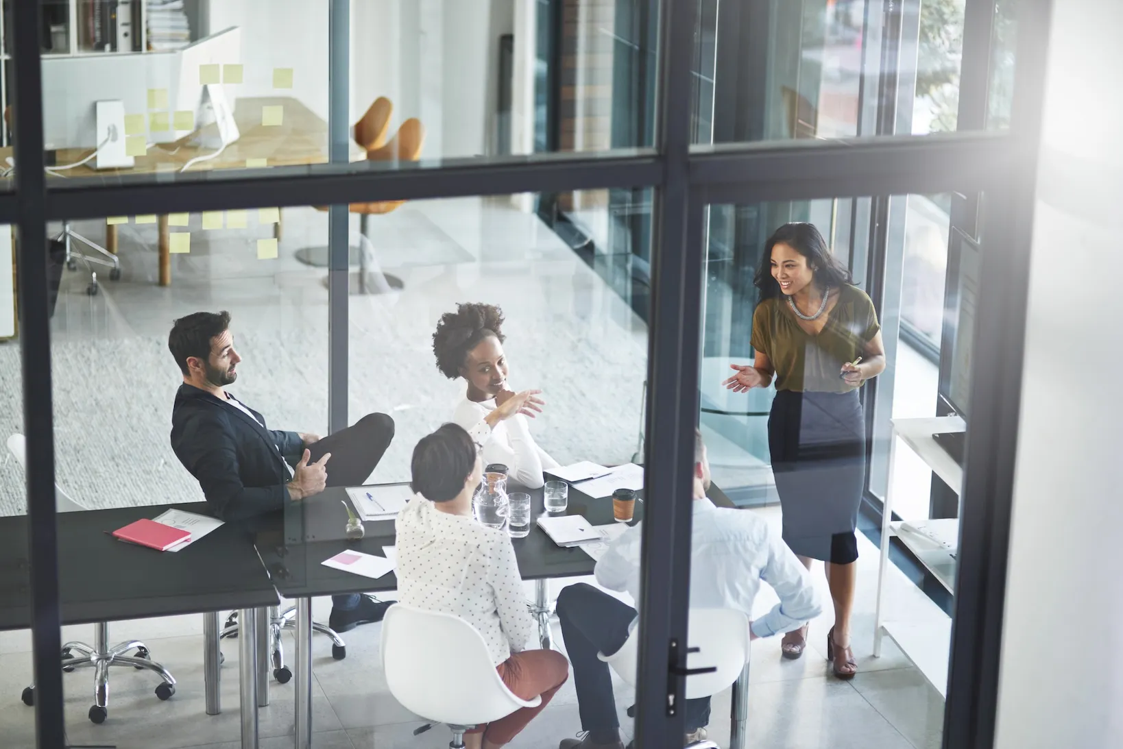 staff meeting glass office