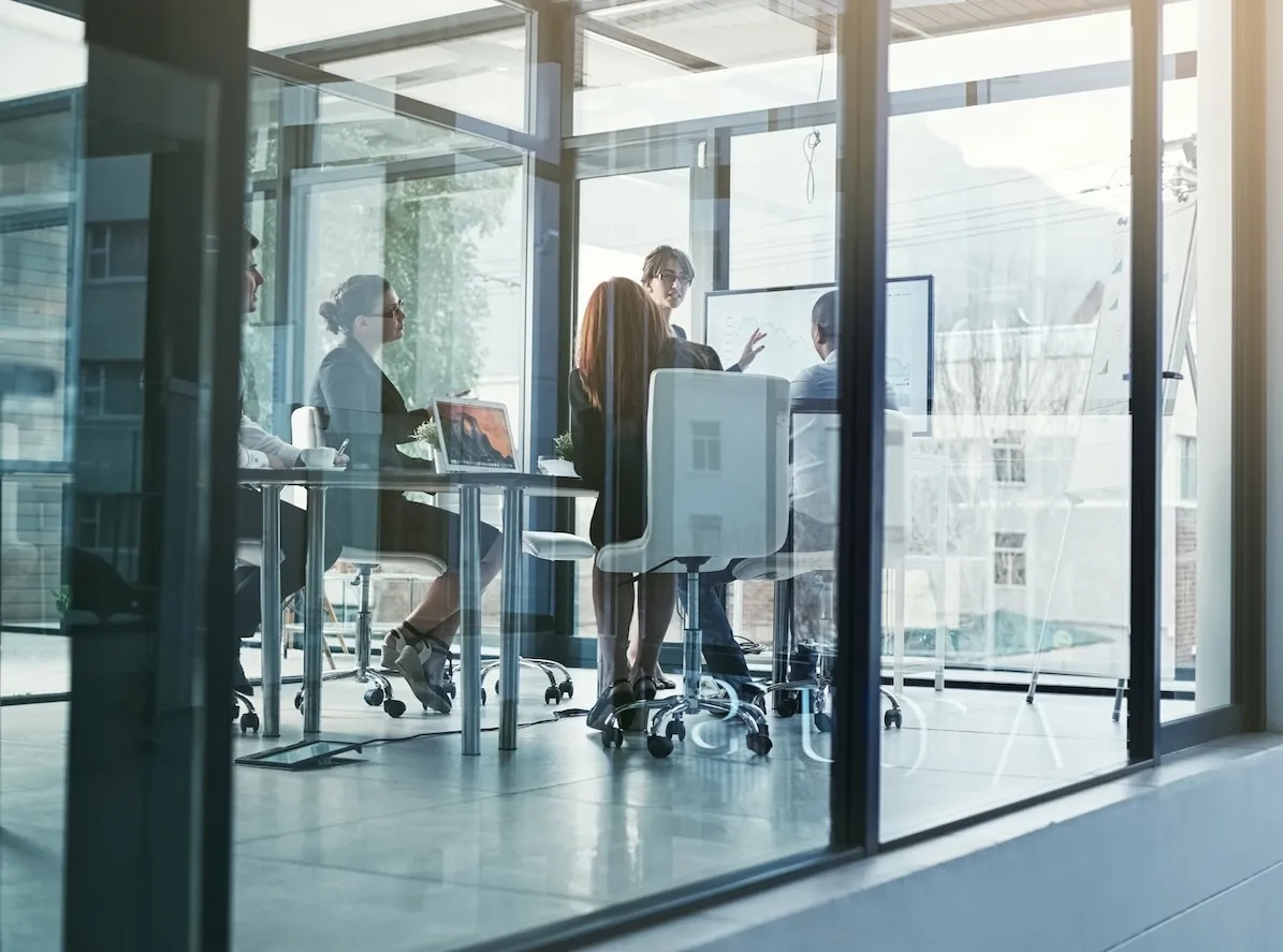glass office people working