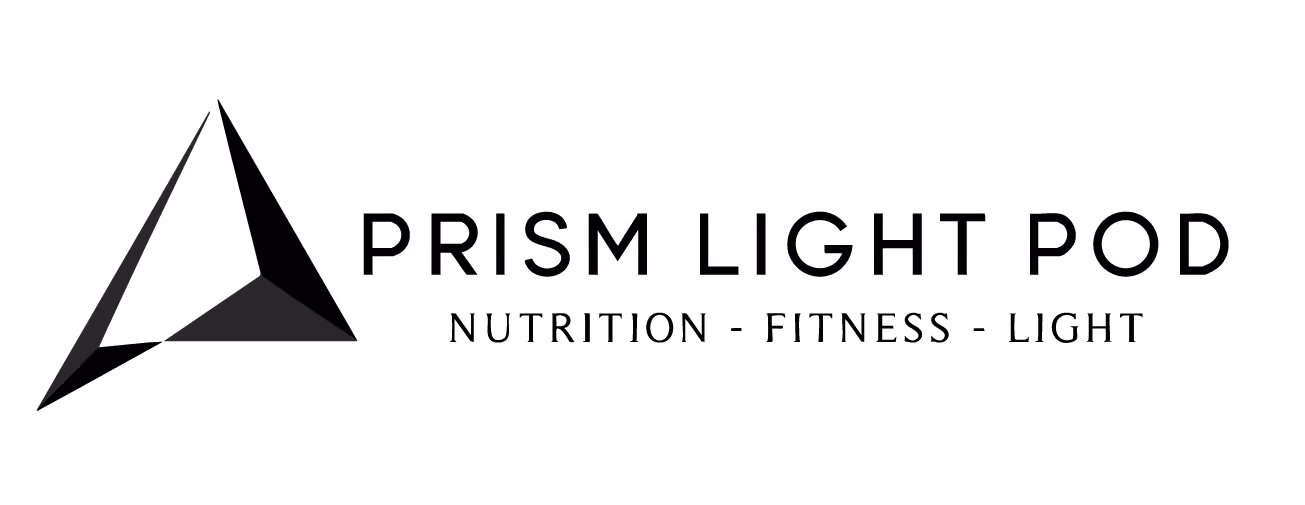 PRISM LIGHT POD logo with a triangular prism design and text 'NUTRITION - FITNESS - LIGHT'.