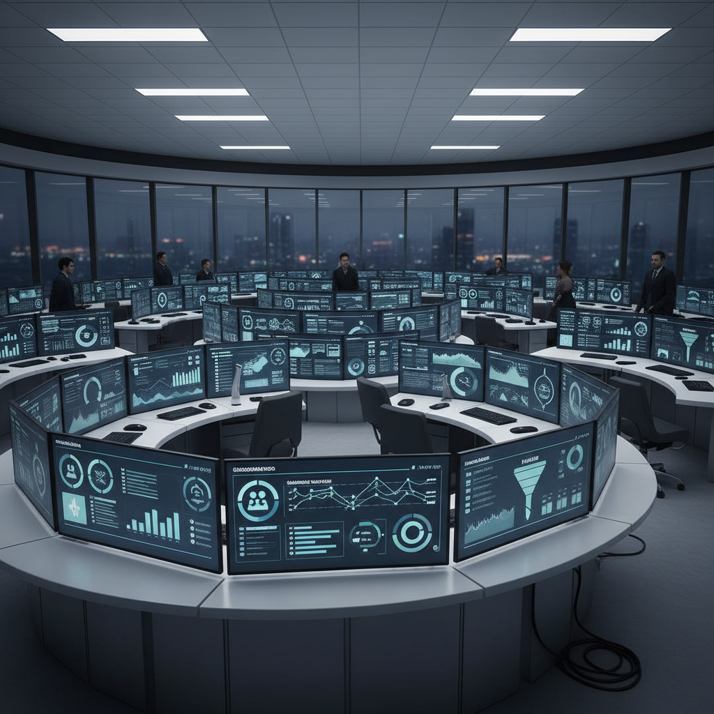 Operations control center showing dashboards that track onboarding critical path milestones